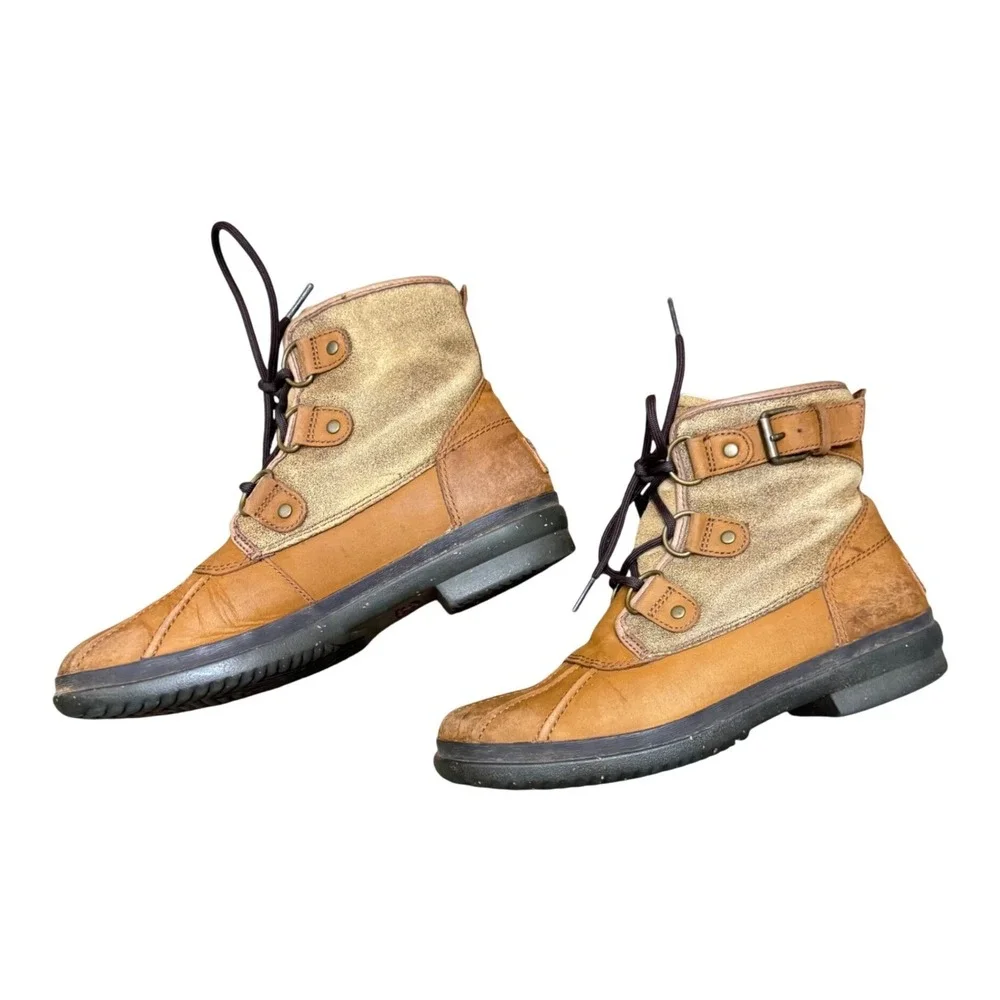 UGG Cecile Waterproof Duck Ankle Boots Lace Up Buckle Fur‎ Lined Women's Size
7 - Picture 3 of 11